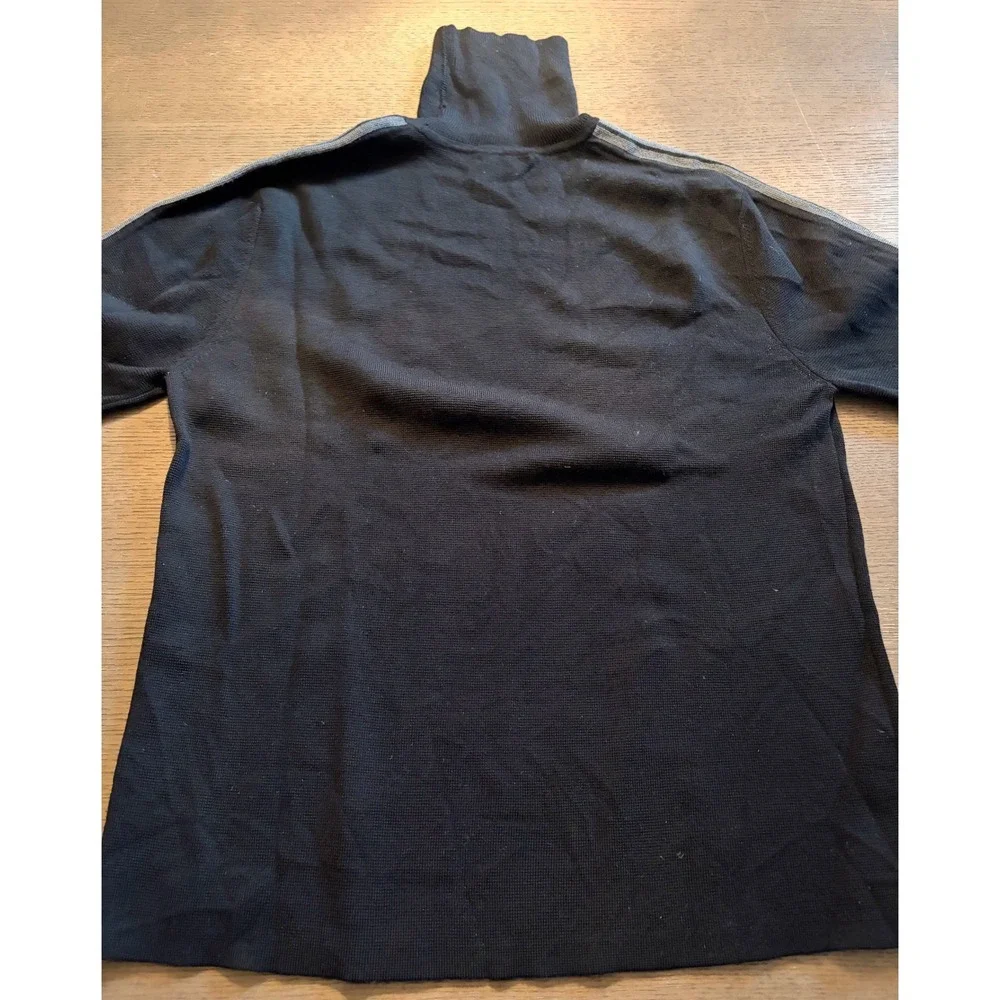 Banana Republic Mens XL Black Turtleneck Sweater Grey Side Stripe racing